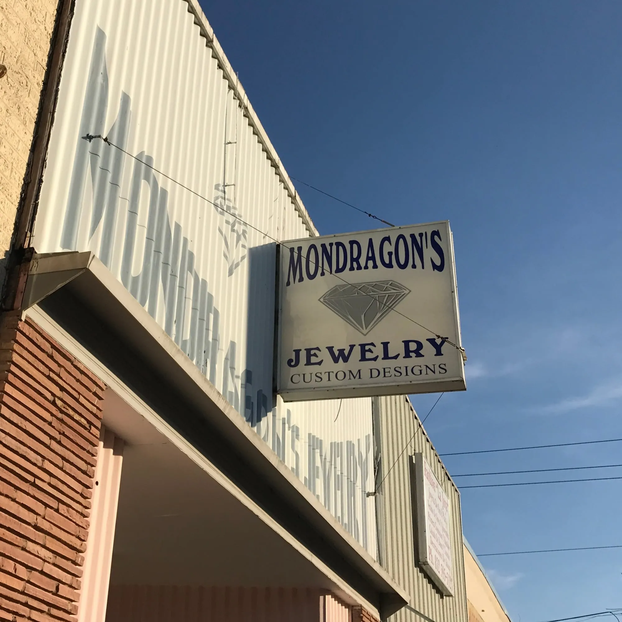 The Mondragon’s Jewelry sign in Rosenberg, Texas.